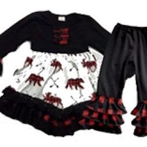 Size 5/6 Woodland boutique outfit Buffalo Plaid red black Super soft New Girls